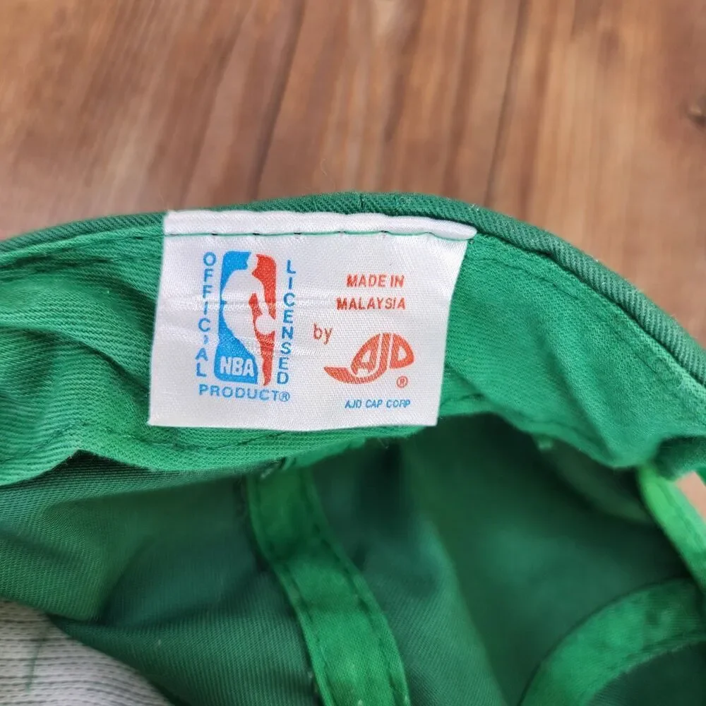VTG Boston Celtics AJD Snapback Hat Cap Green Black NBA Logo 90s Retro Sports